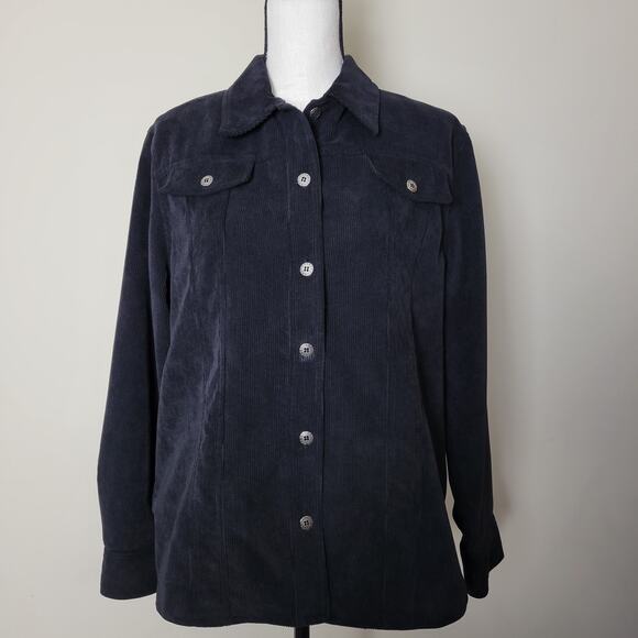 Alfred Dunner Size 14 Corduroy Jacket Long Sleeve Button Front & Cuff Collar - Picture 1 of 16